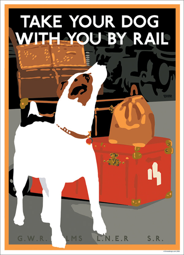Vintage Take Your Dog By Rail Travel Poster Poster