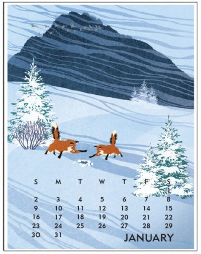 JANUARY:  Cool winter nights bring out the furry to frolic in the moonlight on the crust of the snow.